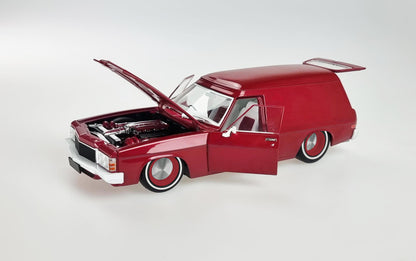 1:24 Slammed Wine Berry 1975 HJ Holden Panelvan Fully Detailed - Opening Doors, Bonnet and Tailgate Top