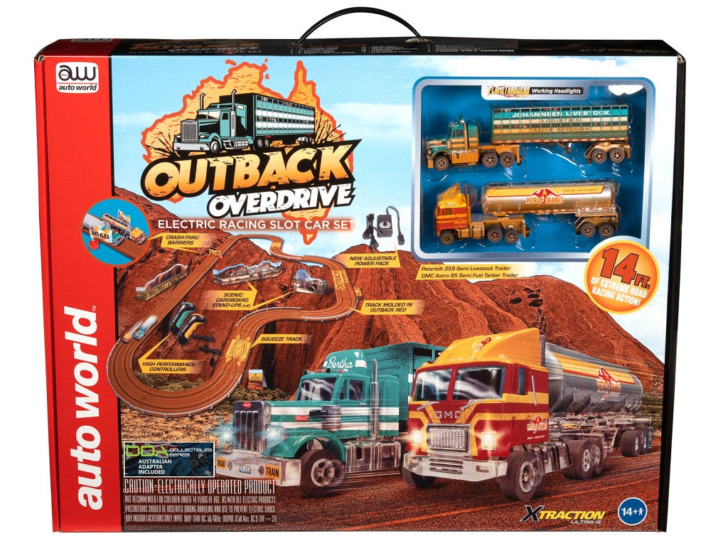Outback Overdrive Truckers 14' Slot Car Set w/DDA Markings & Australian Power Plug