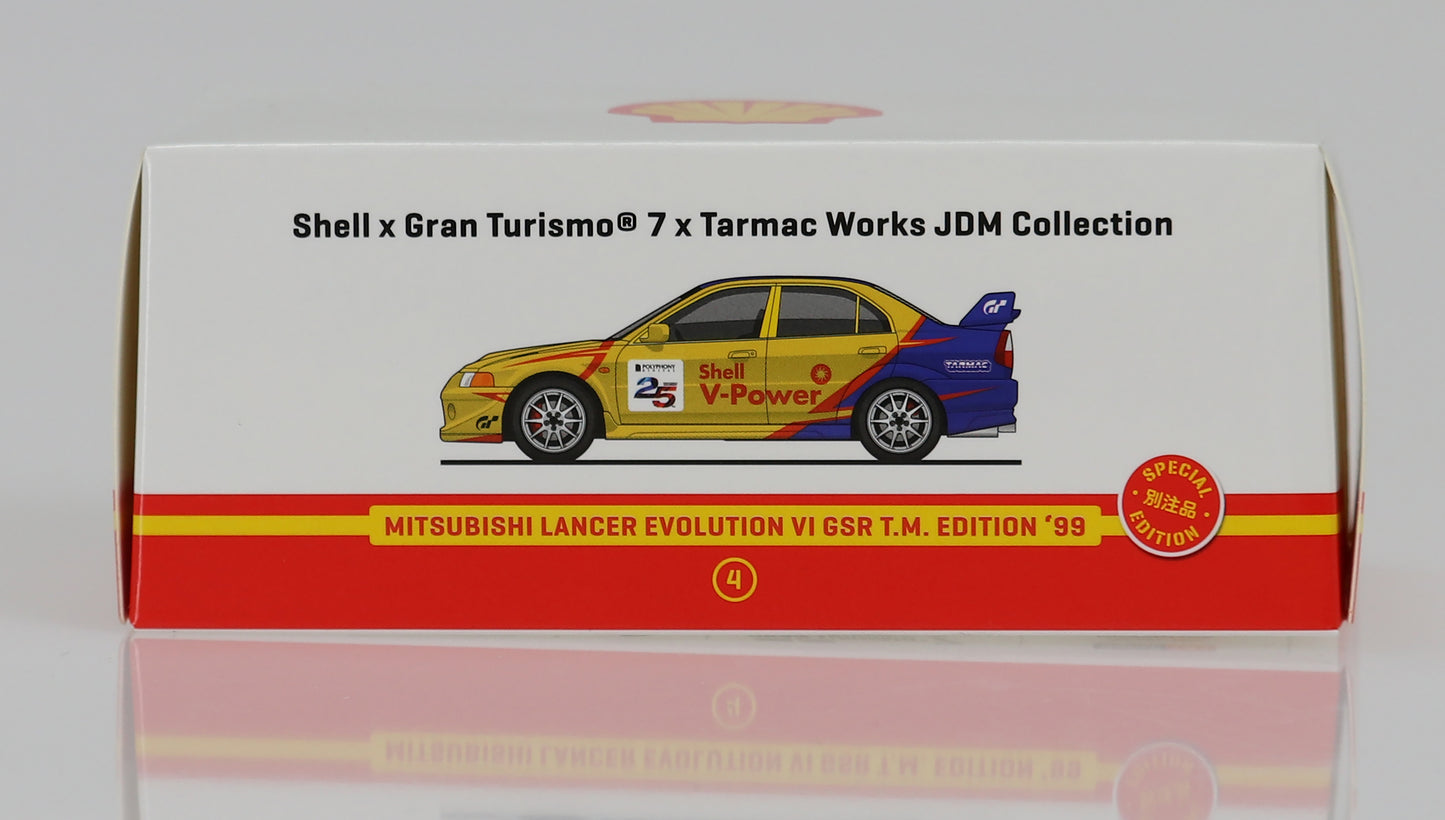 1:64 Mitsubishi Lancer Evolution VI GSR T.M. Edition 99 Shell x Gran Turismo  7 x Tarmac Works JDM Collection