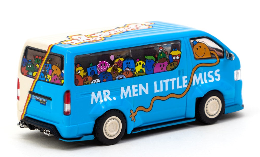1:64 Mr Men Little Miss Toyota Hiace Wide Body 50th Anniversary w/Oil Can