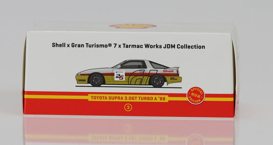 1:64 Toyota Supra 3.0GT Turbo A 88 Shell x Gran Turismo 7 x Tarmac Works JDM Collection.