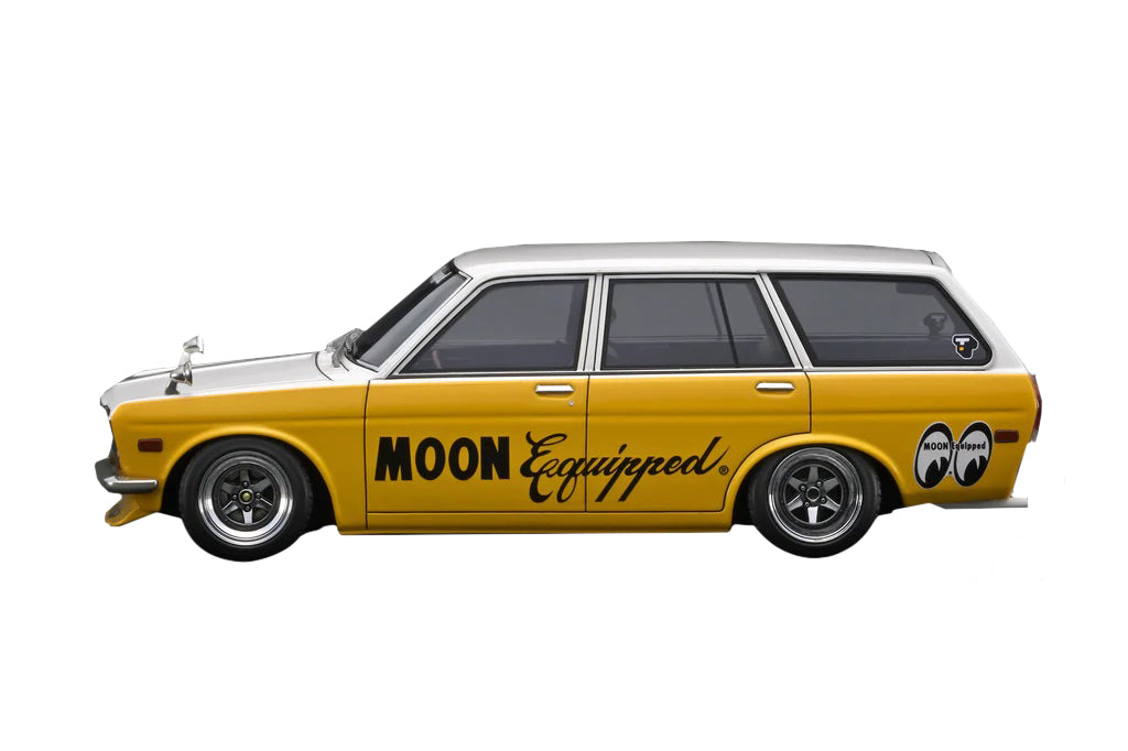 1:18 Resin Datsun Bluebird (510) Wagon - Yellow/White (Mooneyes Edition, Officially Licensed by Nissan)