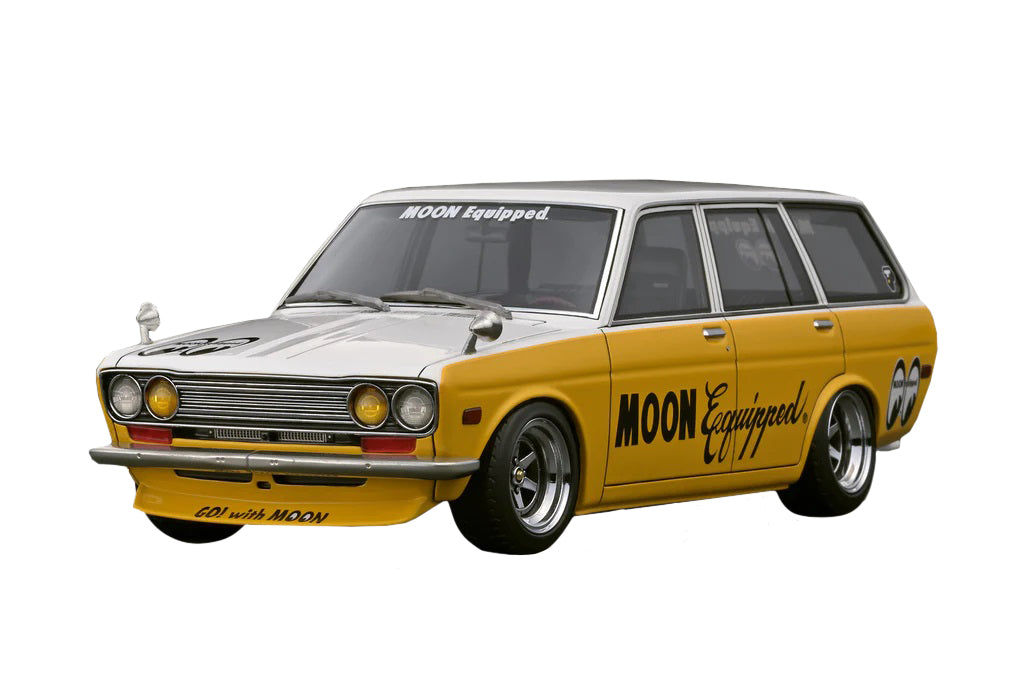 1:18 Resin Datsun Bluebird (510) Wagon - Yellow/White (Mooneyes Edition, Officially Licensed by Nissan)